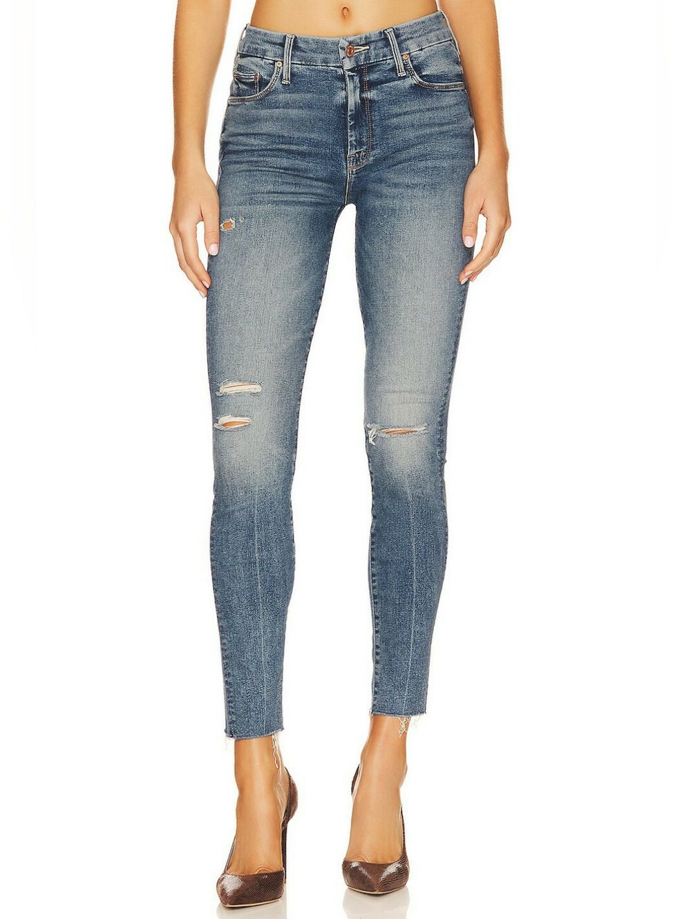 Mother The Looker Ankle Fray Jeans in Going in Circles